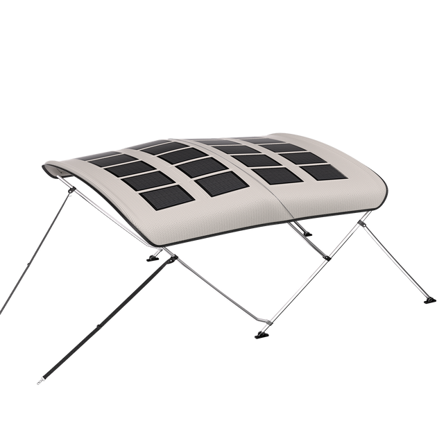 bimini boat with solar panels