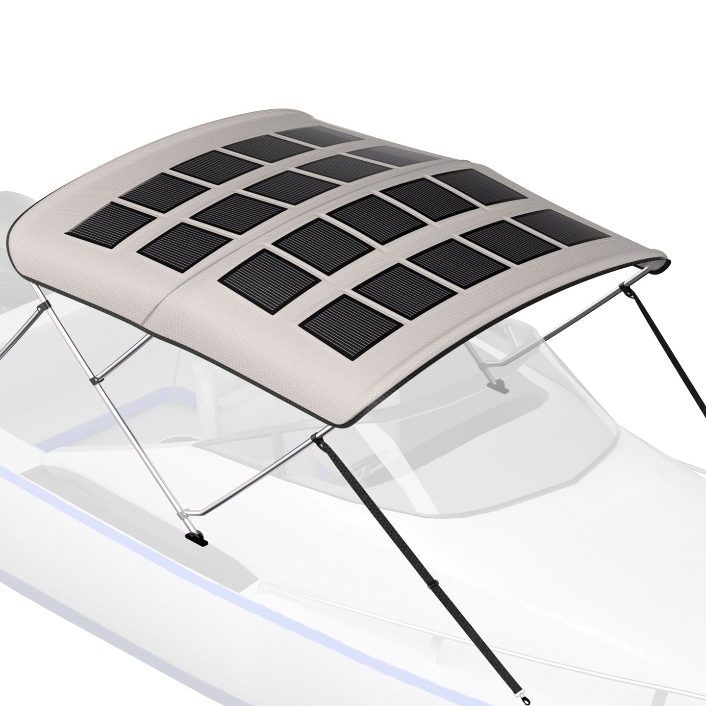 bimini boat with solar panels