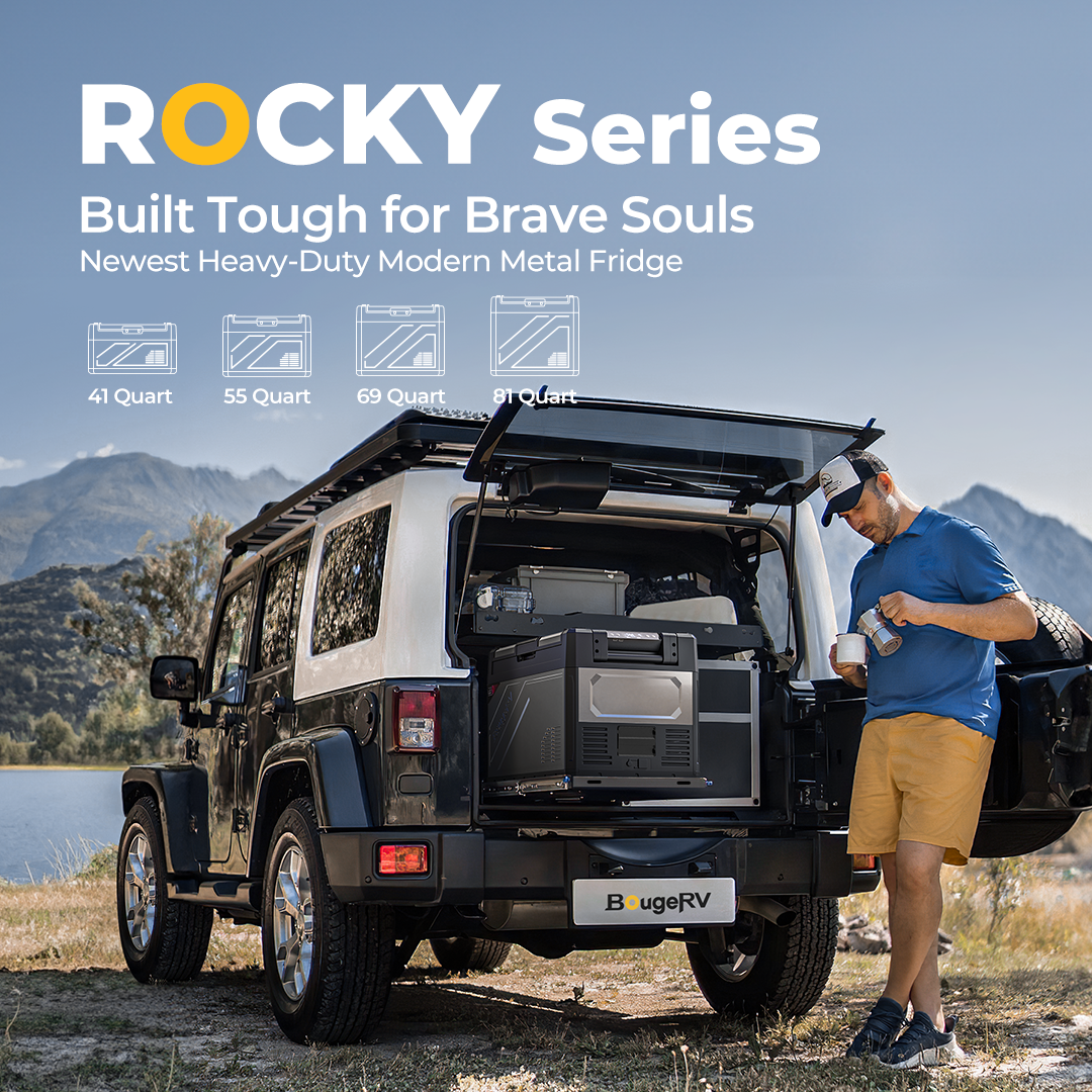 Product photo of BougeRV Rocky V2.0 81QT Dual Zone 12V Portable Fridge