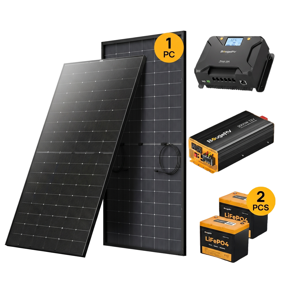 Product photo of BougeRV 12V 400W Premium TOPCon Rigid Solar System Kit