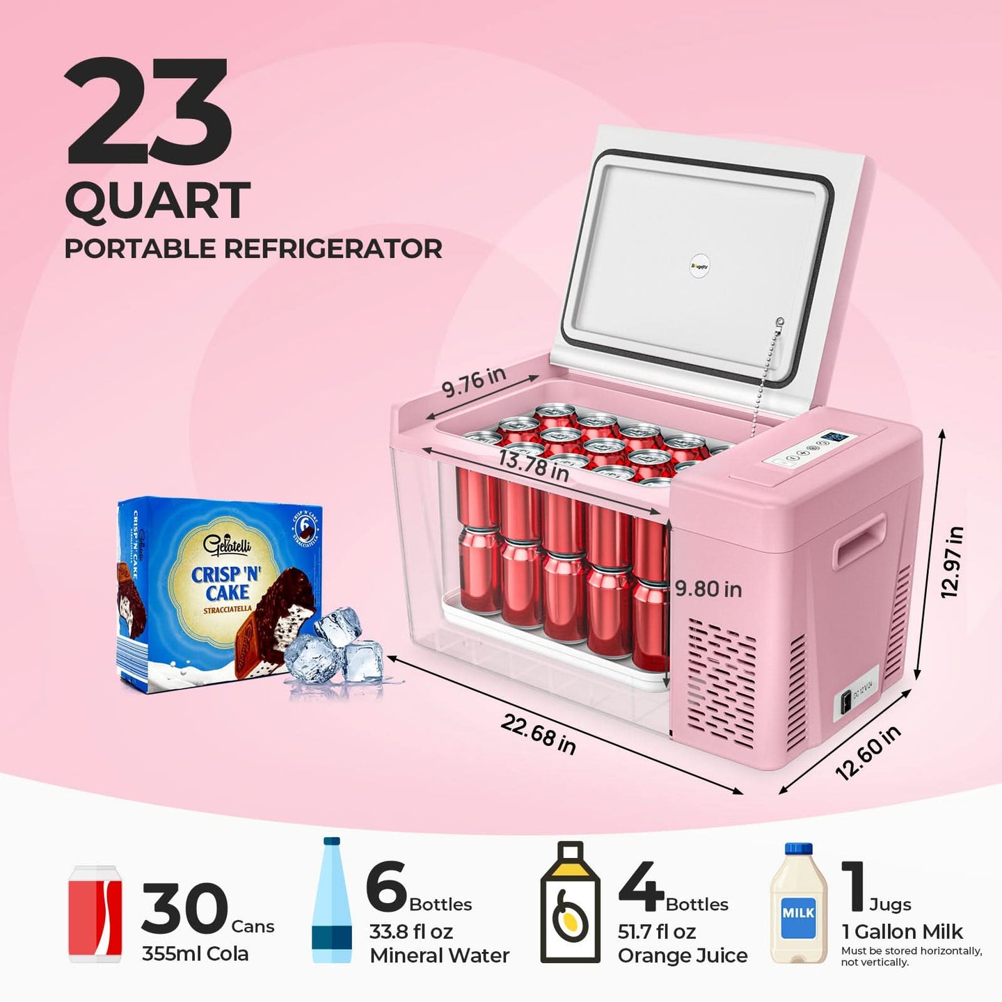 BougeRV pink mini fridge