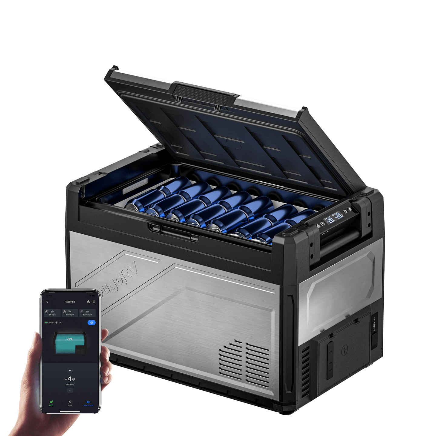 Product photo of BougeRV New Rocky V3.0 55QT Dual Zone 12V Car Fridge