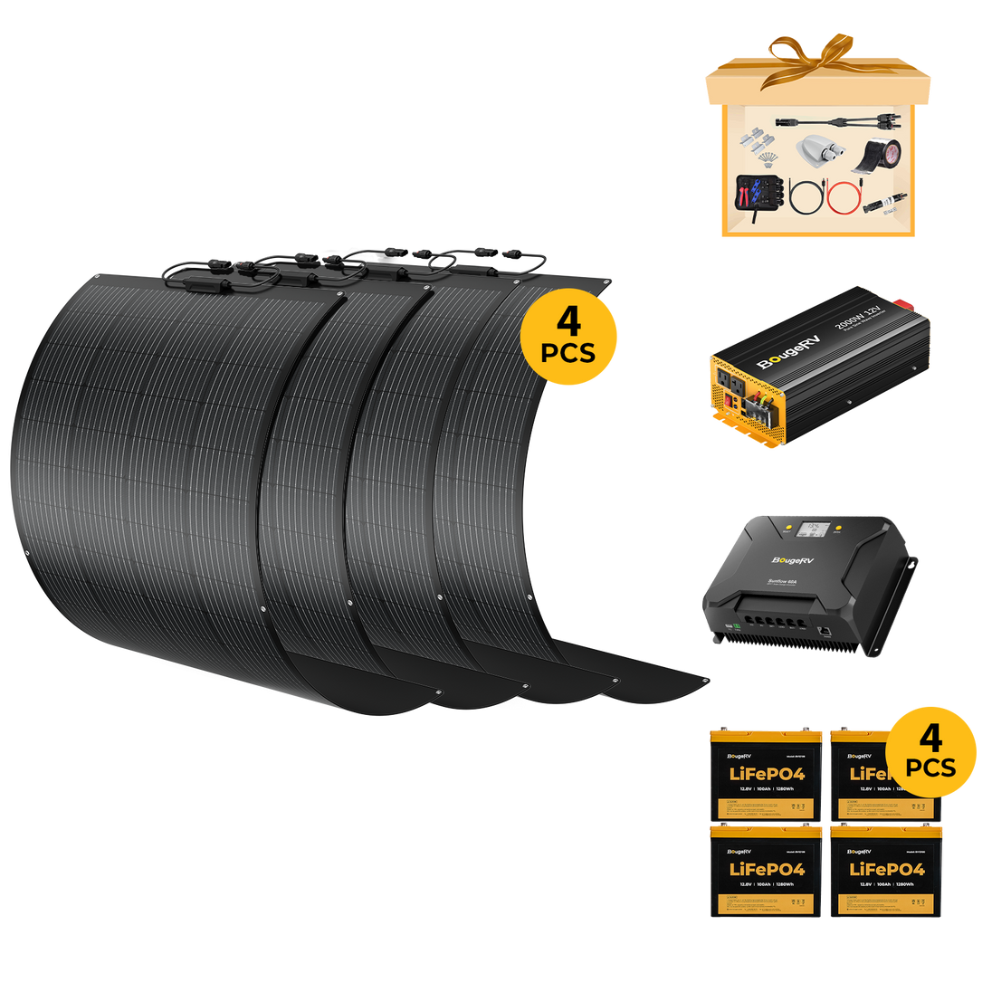 Product photo of BougeRV 12V 800W ShadePower Arch Pro Flexible Solar Kit