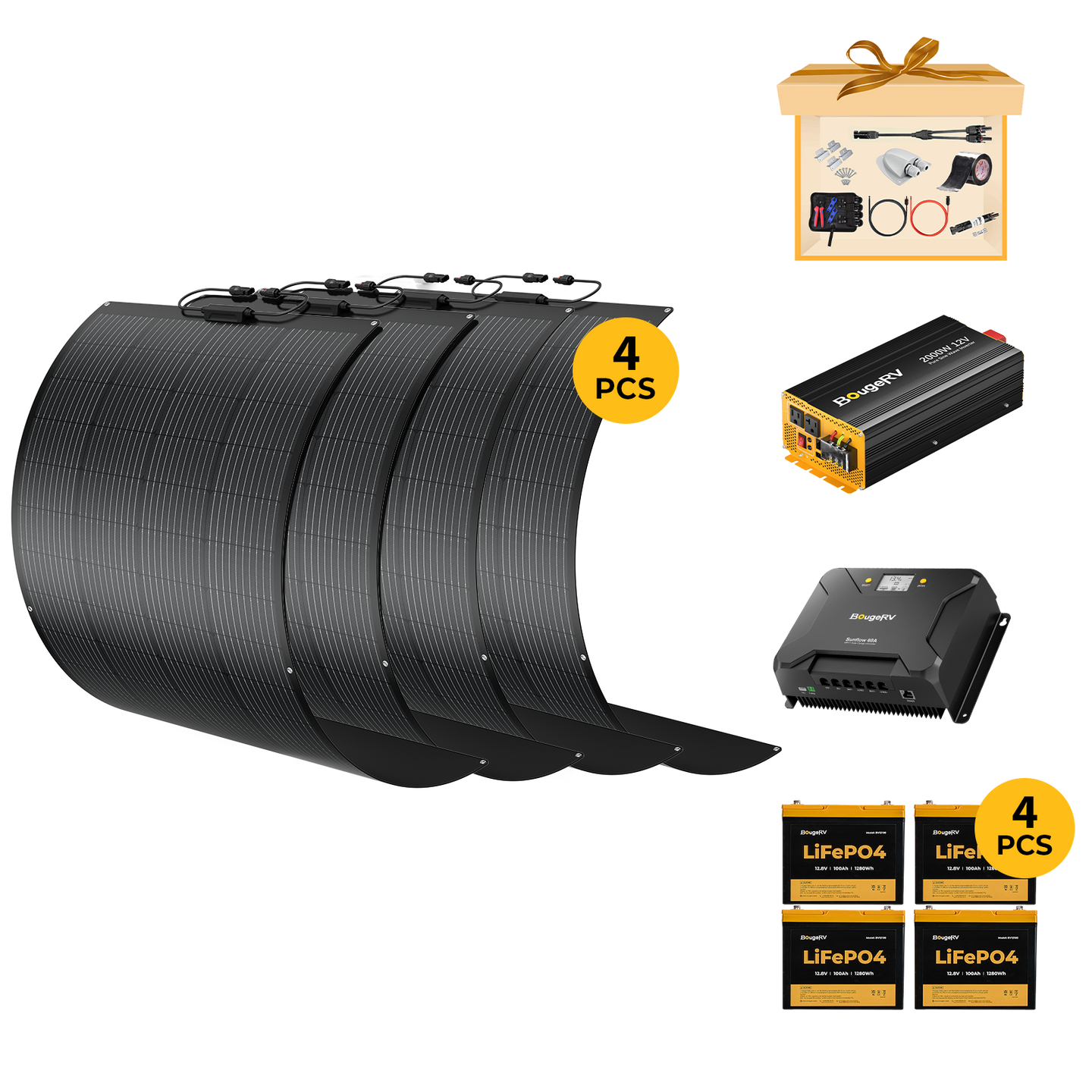 Product photo of BougeRV 12V 800W ShadePower Arch Pro Flexible Solar Kit
