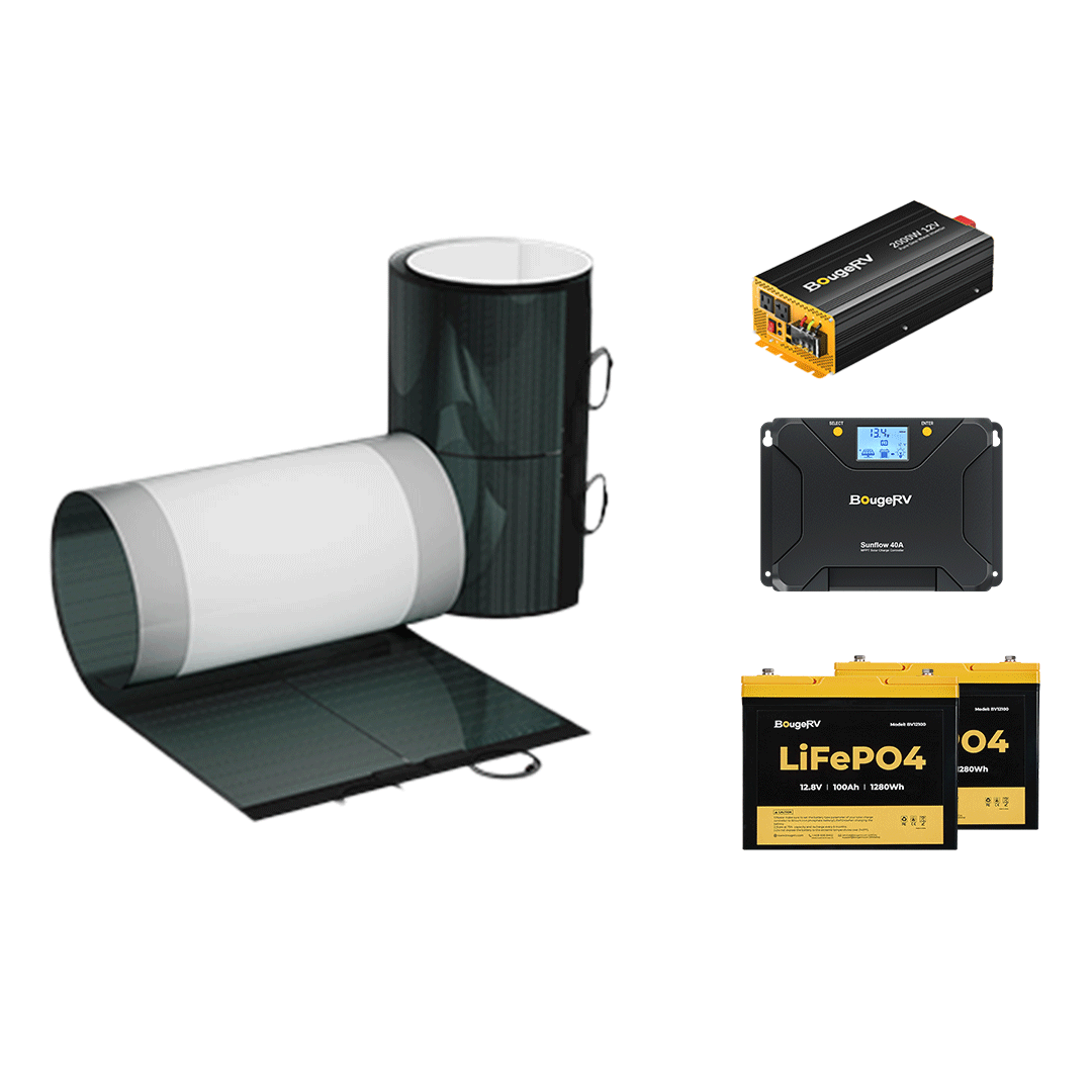 Product photo of BougeRV 12V 400W ShadePower Yuma CIGS Flexible Solar Kit (Adhesive)