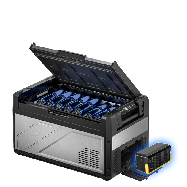 Product photo of BougeRV New Rocky V3.0 41QT Dual Zone 12V Car Fridge with 240Wh Battery - Fridge with Battery