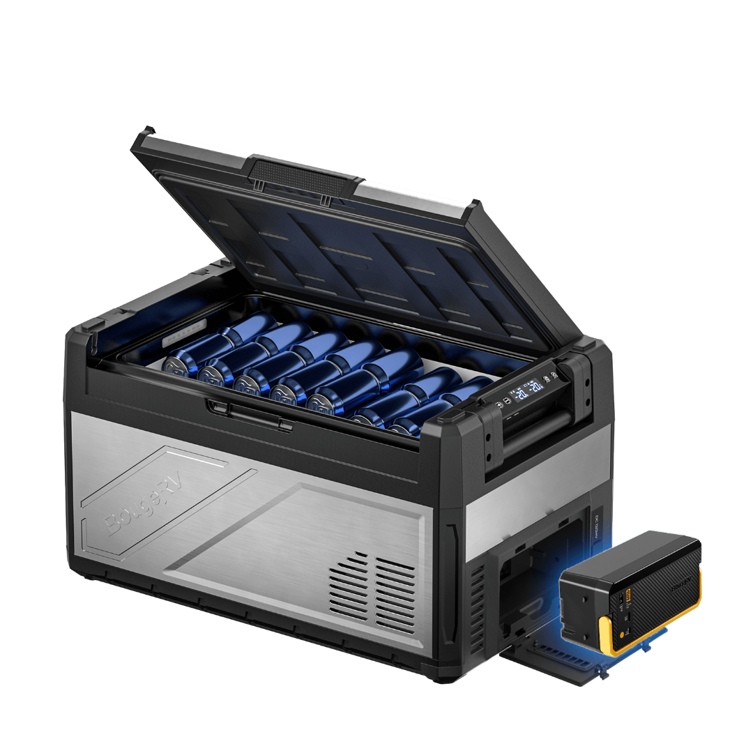 Product photo of BougeRV New Rocky V3.0 41QT Dual Zone 12V Car Fridge - Fridge with Battery