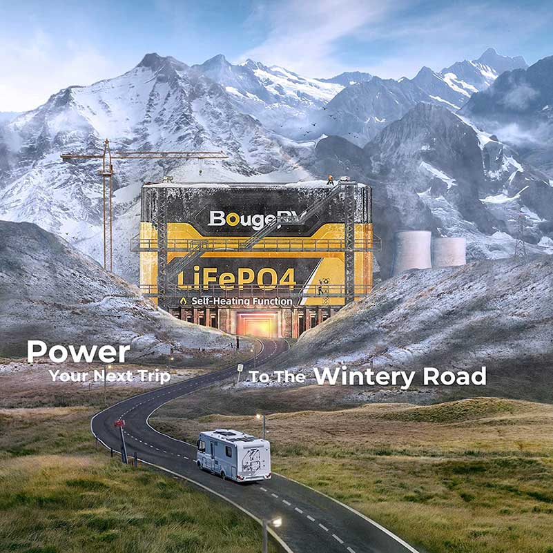 Product photo of BougeRV 12V 1280Wh/100Ah Self-Heating LiFePO4 Battery
