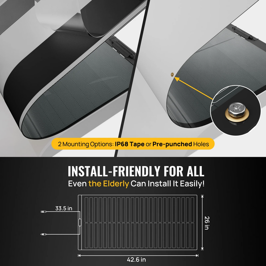 Product photo of BougeRV 400W CIGS Solar Panel (Square with Adhesive) (100W*4pcs)