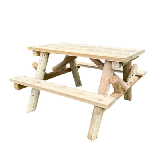 Lakeland Mills 4ft Log Picnic Table with Attached Benches - detail