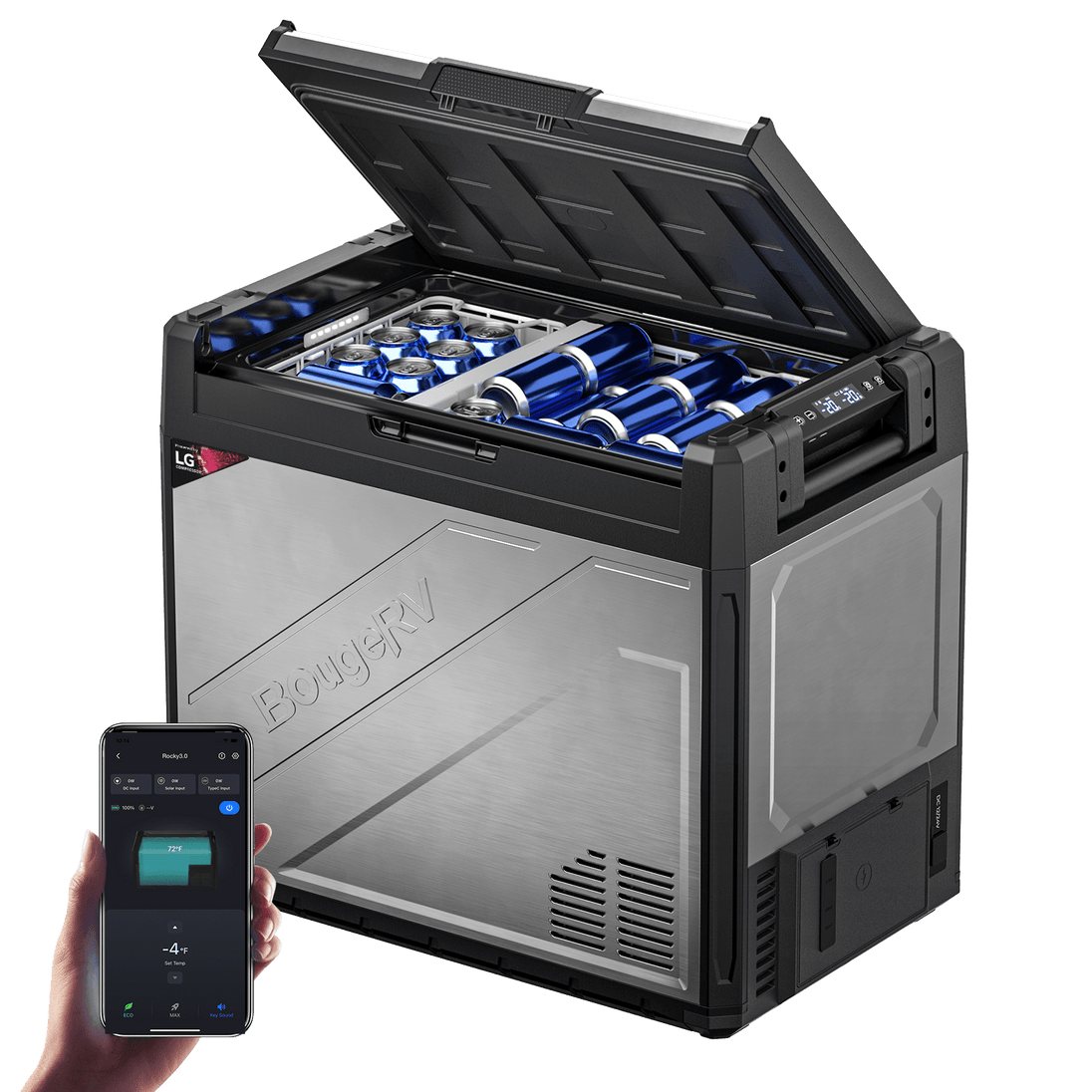 Product photo of BougeRV New Rocky V3.0 81QT Dual Zone 12V Car Fridge