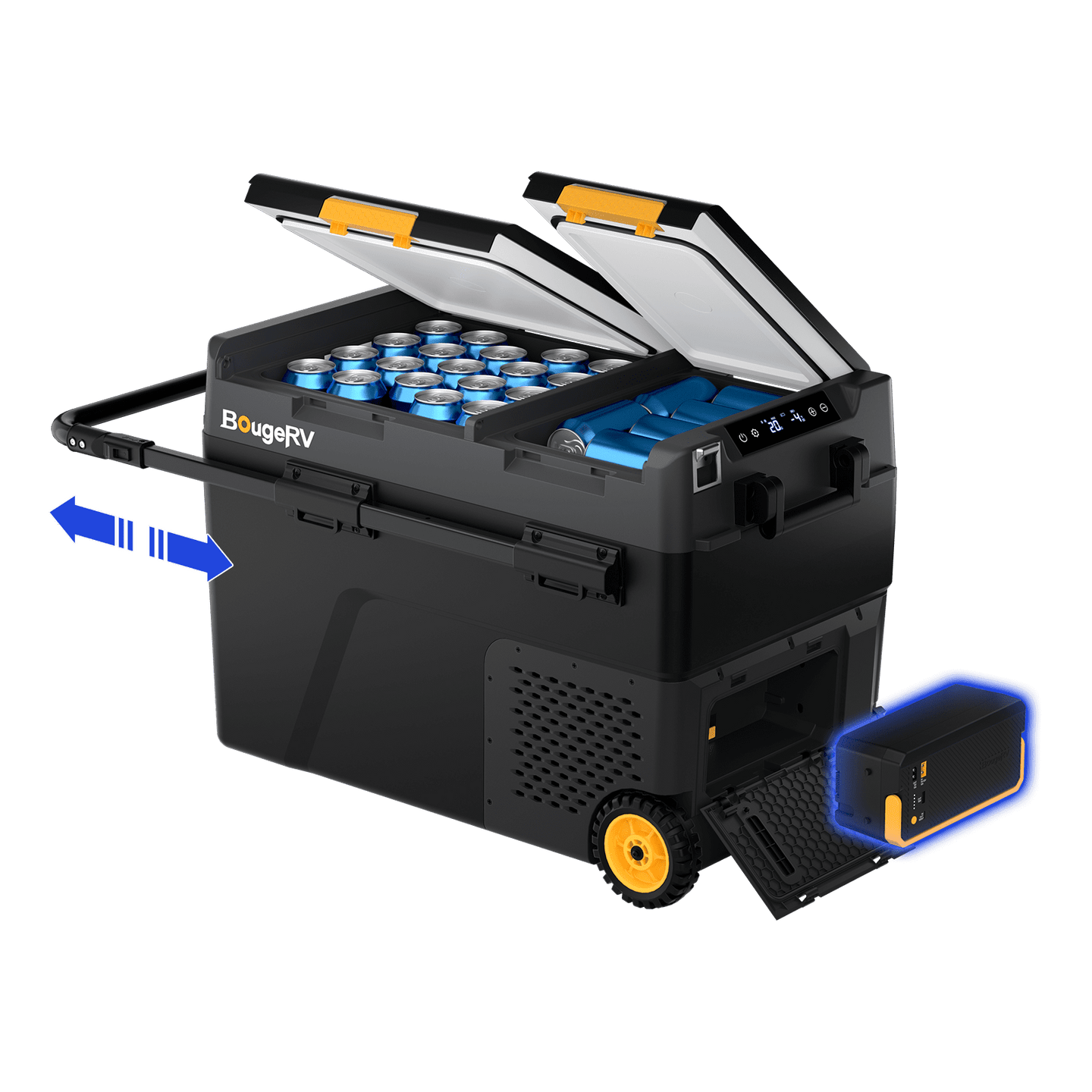 Product photo of BougeRV New CRD2 V2.0 52QT Dual Zone 12V Portable Fridge - Fridge with Battery