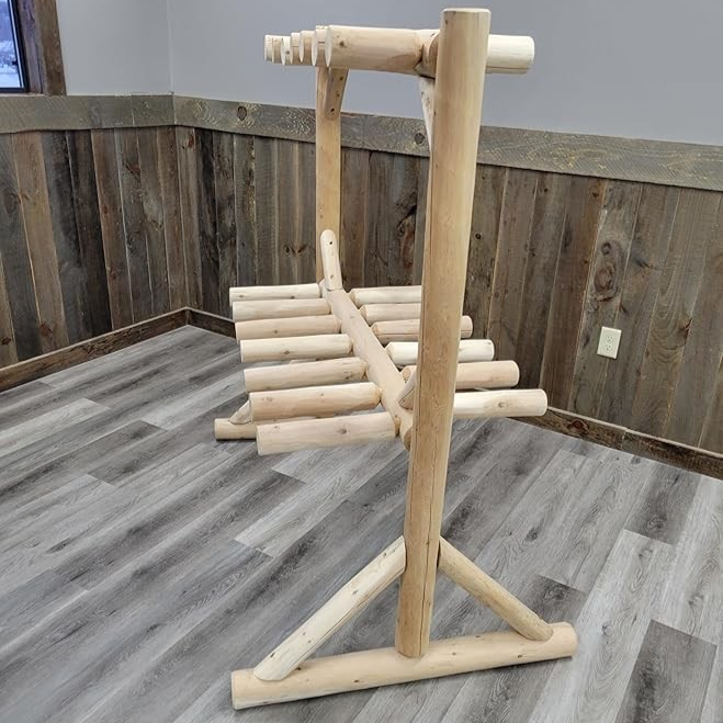 Cedar Log Ski Storage Rack