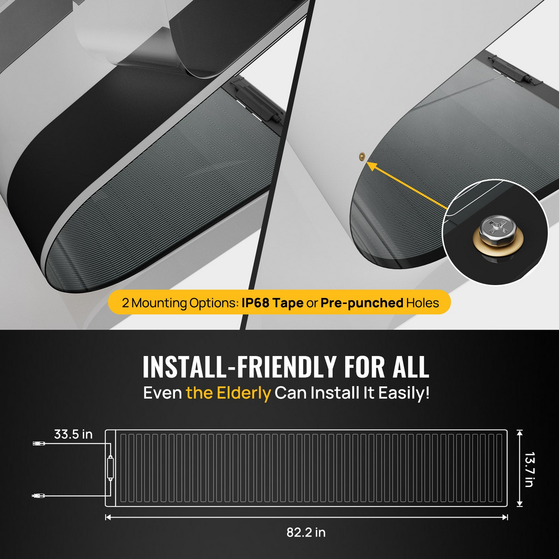 Product photo of BougeRV 400W CIGS Solar Panel (Long with Adhesive) (100W*4pcs)