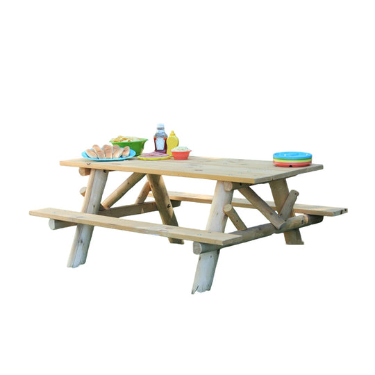 Lakeland Mills 5ft Log Picnic Table with Attached Benches - detail