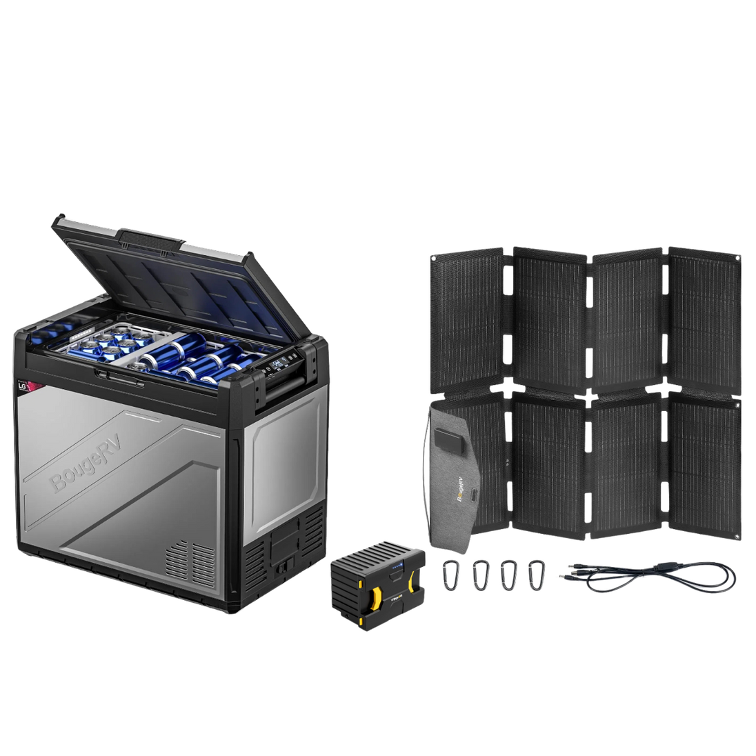 Product photo of BougeRV Rocky Solar Battery Portable Fridge Kit - 81QT