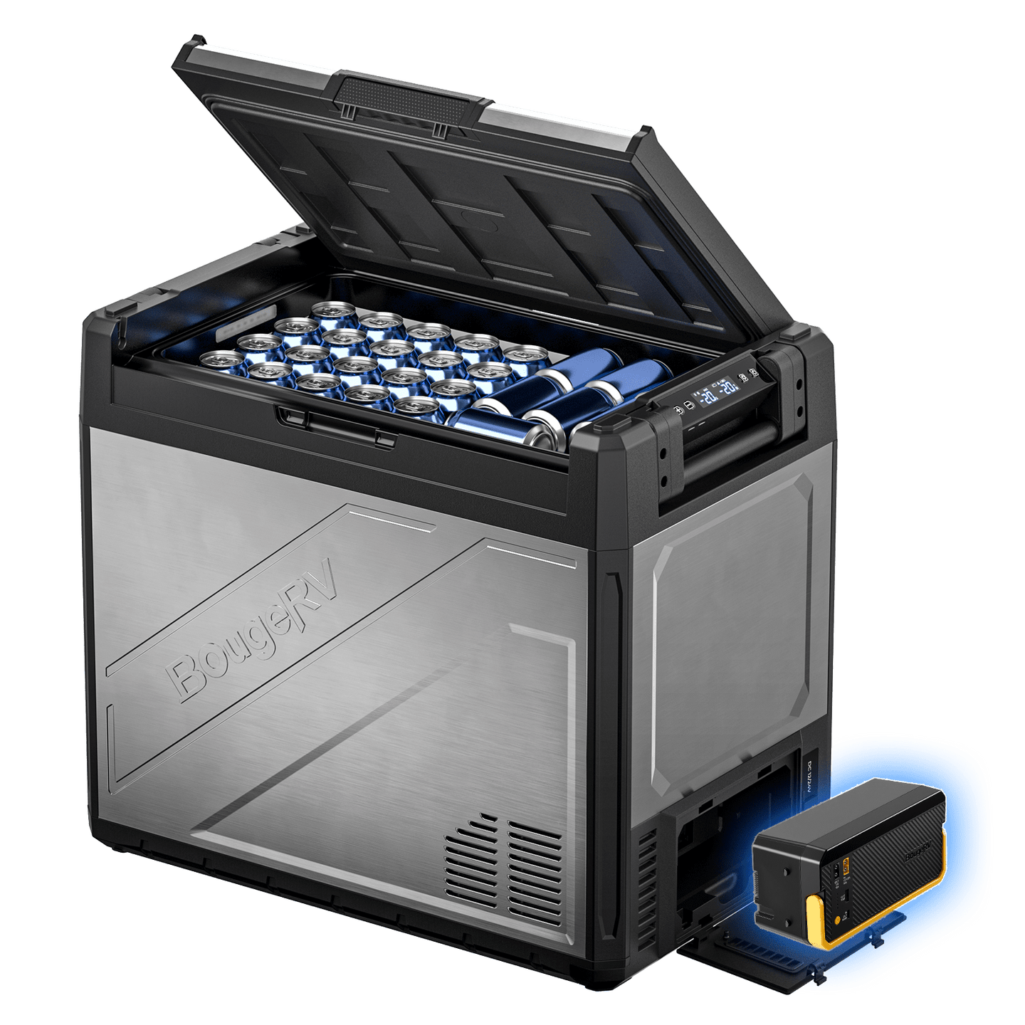 Product photo of BougeRV New Rocky V3.0 81QT Dual Zone 12V Car Fridge - Fridge with Battery