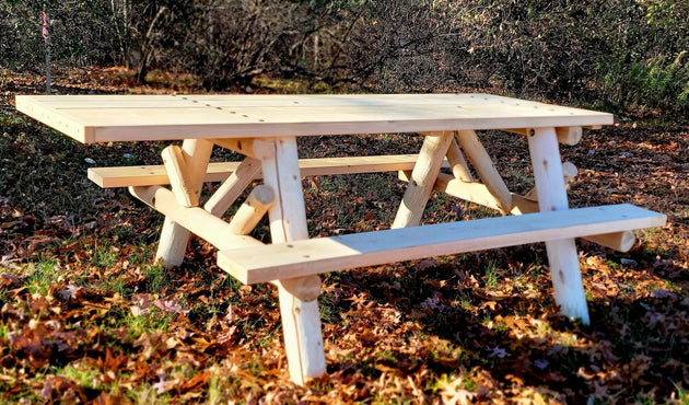 Lakeland Mills 6ft ADA Log Picnic Table - detail