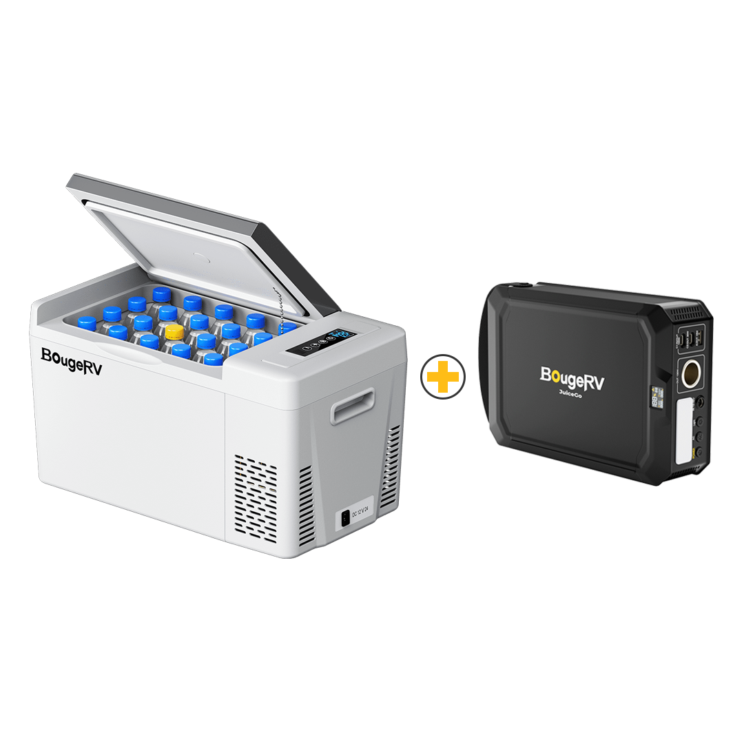 BougeRV 12V 23QT Refrigerator with JuiceGo 240Wh Portable Power Station