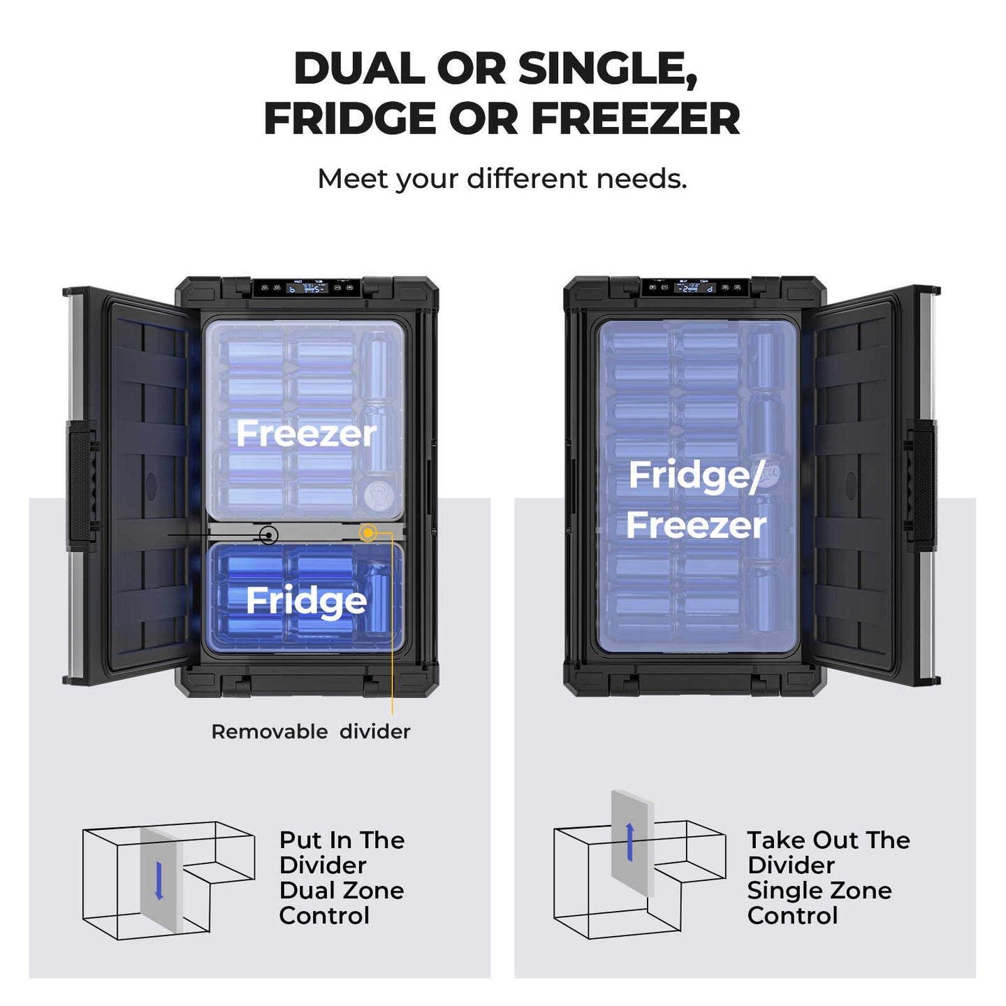 Product photo of BougeRV Rocky V2.0 81QT Dual Zone 12V Portable Fridge