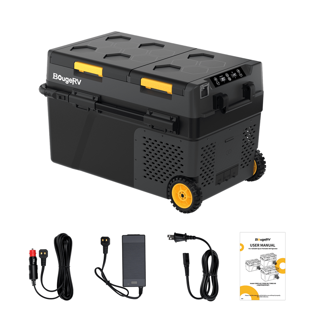 Product photo of BougeRV CRD2 43QT Dual Zone 12V Portable Fridge Freezer