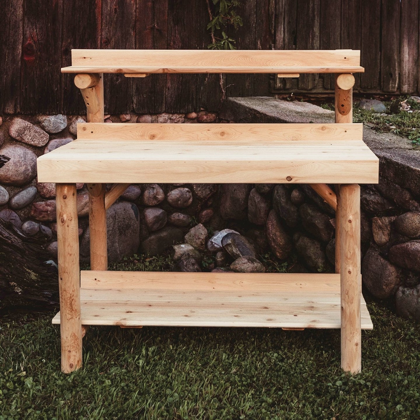 Cedar Log 4 Foot Potting Table