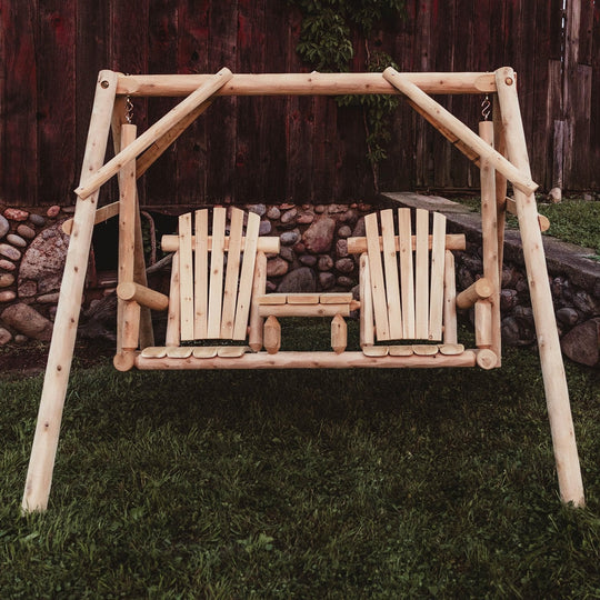 Lakeland Mills Cedar Log Tete-A-Tete Yard Swing
