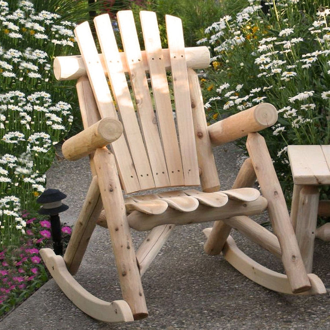 Lakeland Mills Cedar Log Rocking Chair - detail