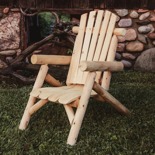 Lakeland Mills Cedar Log Lounge Chair - side view