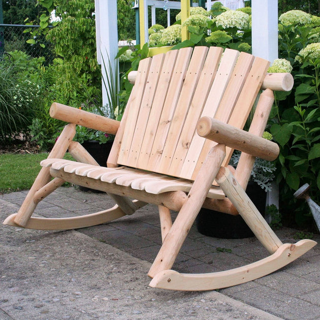 Lakeland Mills Cedar Log 4ft Rocking Loveseat
