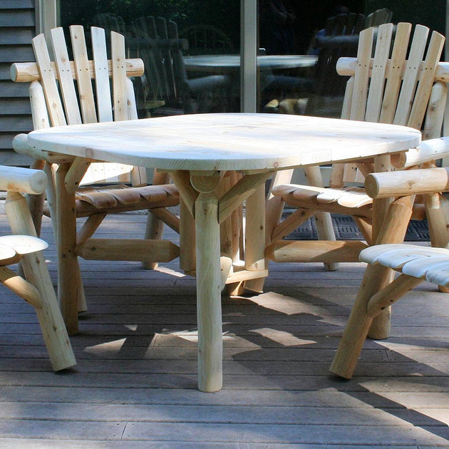 Lakeland Mills Cedar Log 47 inch Roundabout Table with 4 Dining Chairs