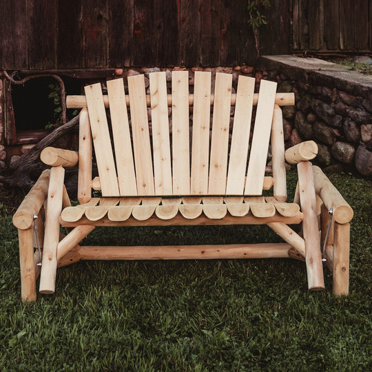 Lakeland Mills Cedar Log Glider - detail