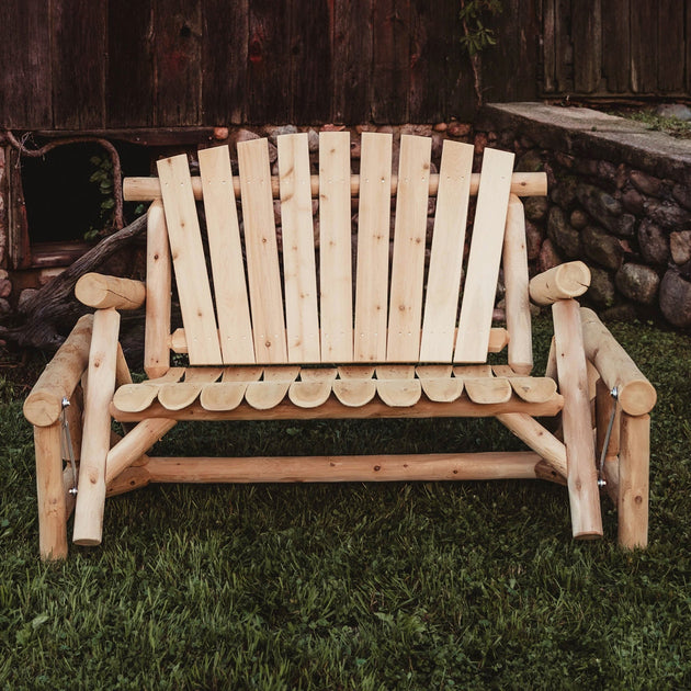 Lakeland Mills Cedar Log Glider - detail