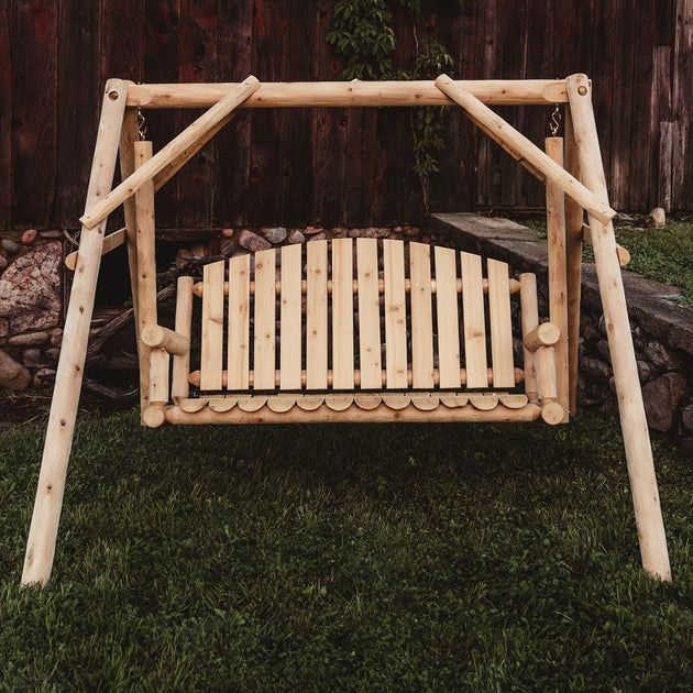 Lakeland Mills Cedar Log 5ft Country Garden Yard Swing - detail