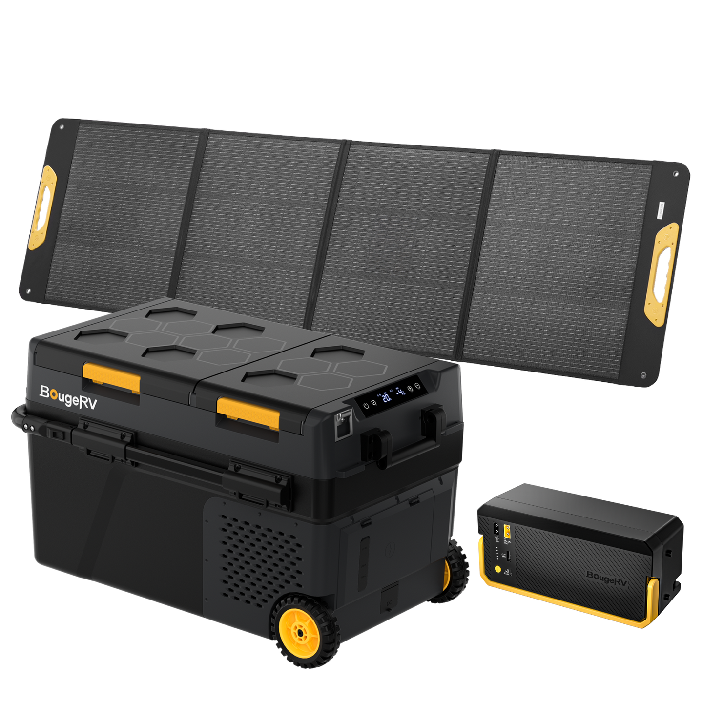 Product photo of BougeRV New CRD2 V2.0 43QT Dual Zone 12V Portable Fridge with 240Wh Battery