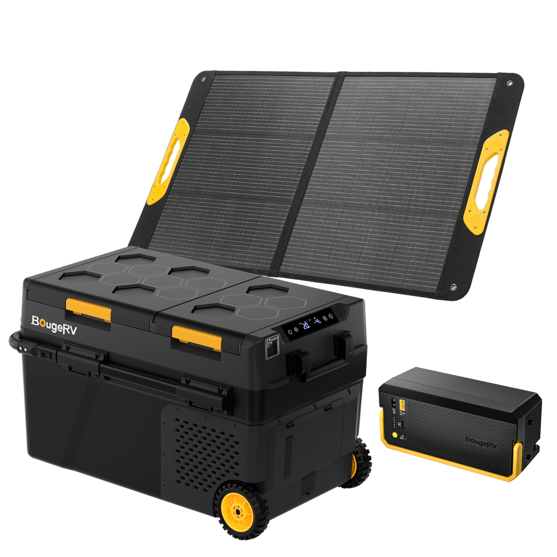 Product photo of BougeRV New CRD2 V2.0 43QT Dual Zone 12V Portable Fridge with 240Wh Battery