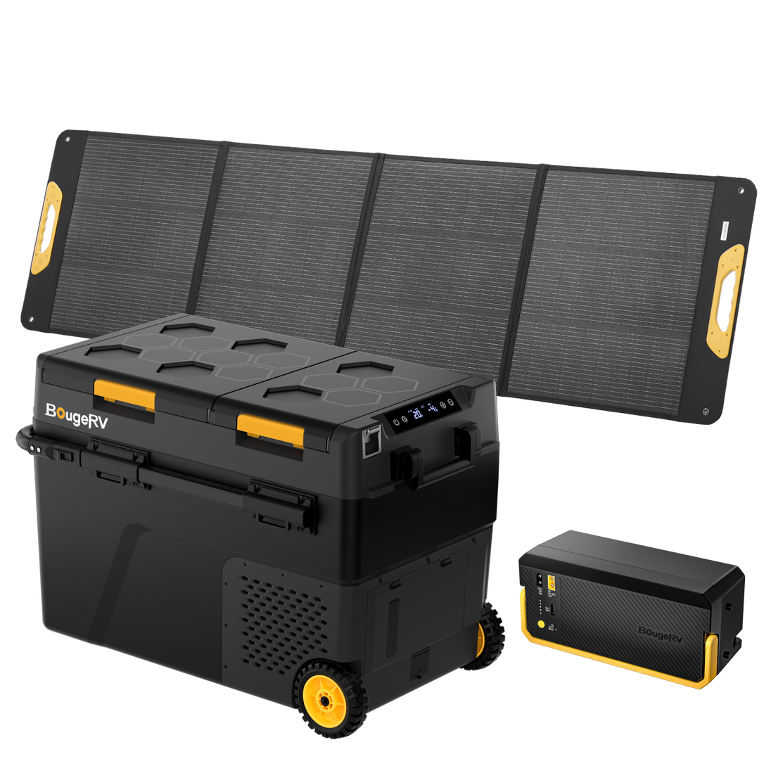 Product photo of BougeRV New CRD2 V2.0 52QT Dual Zone 12V Portable Fridge - 200W Solar Kit