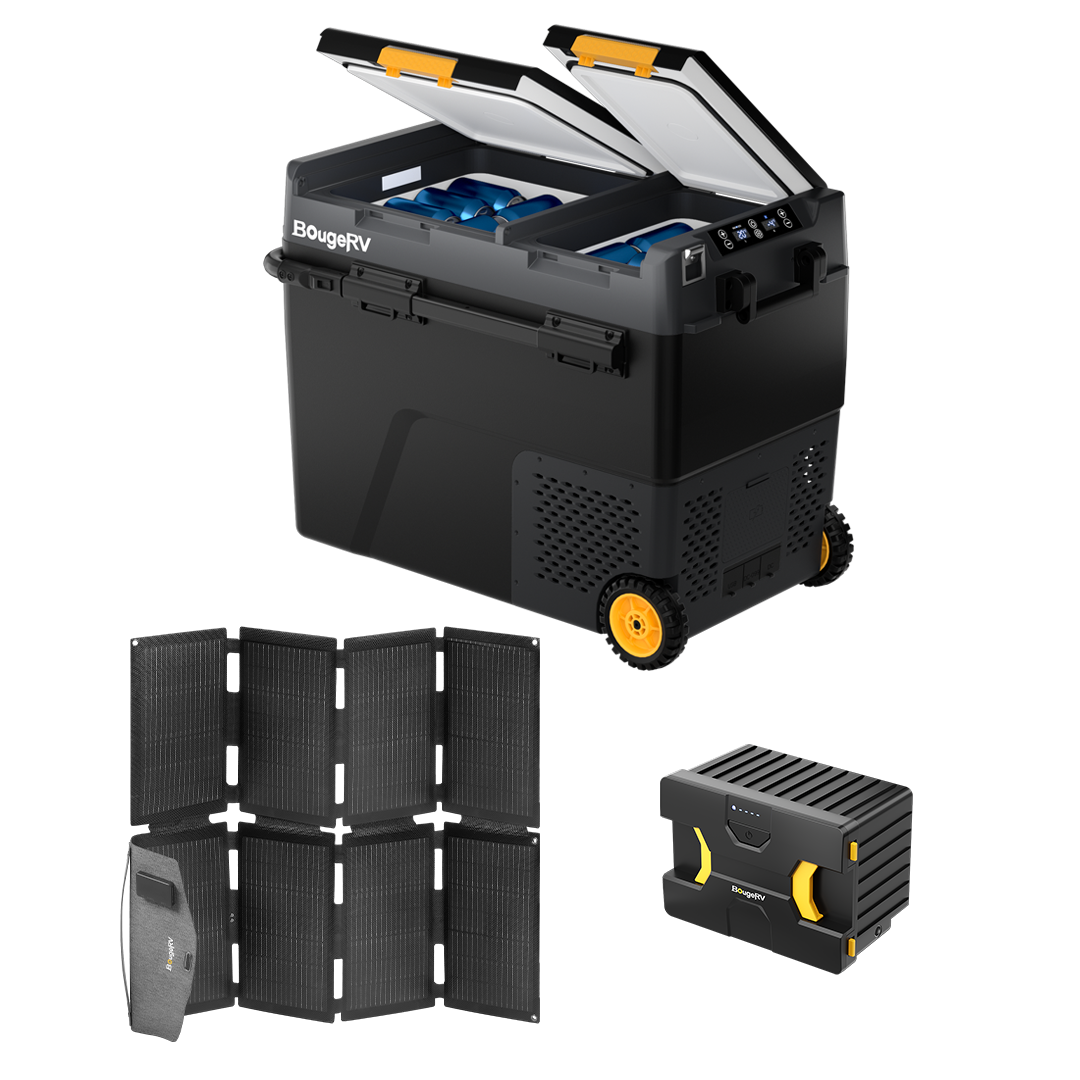 Product photo of BougeRV CRD2 61QT Dual Zone 12V Portable Fridge Freezer - Solar Kit