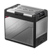 A silver BougeRV Rocky 81QT Dual Zone 12V Portable Fridge with a digital display, front-mounted handle, and vent-like features on the exterior.
