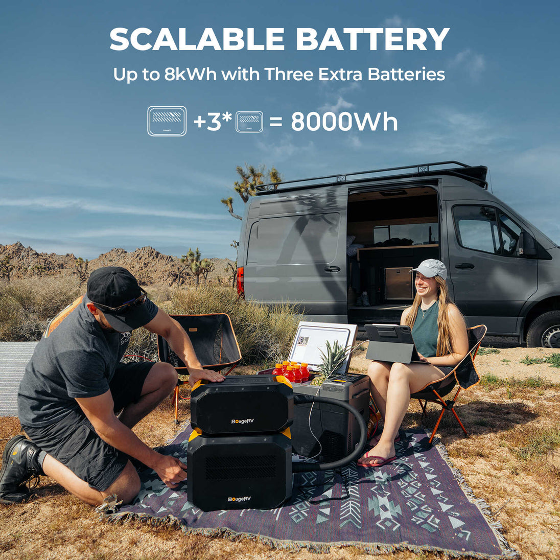 up to 8kwh with 3 extra batteries