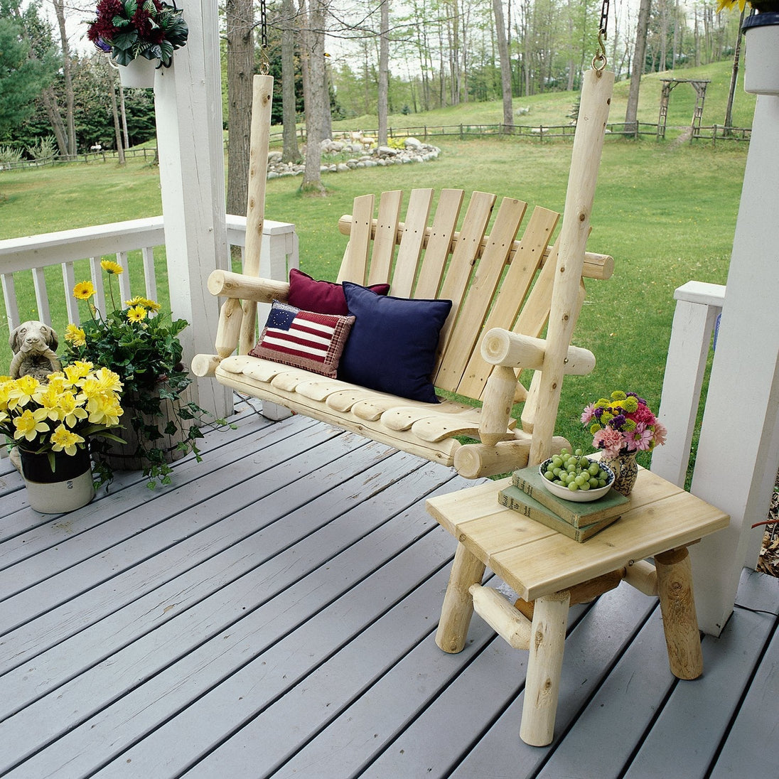 Lakeland Mills Cedar Log 4ft Porch Swing - detail