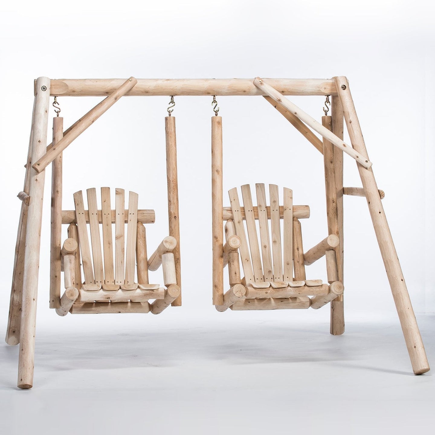 Lakeland Mills Cedar Log Double Chair Swing - detail