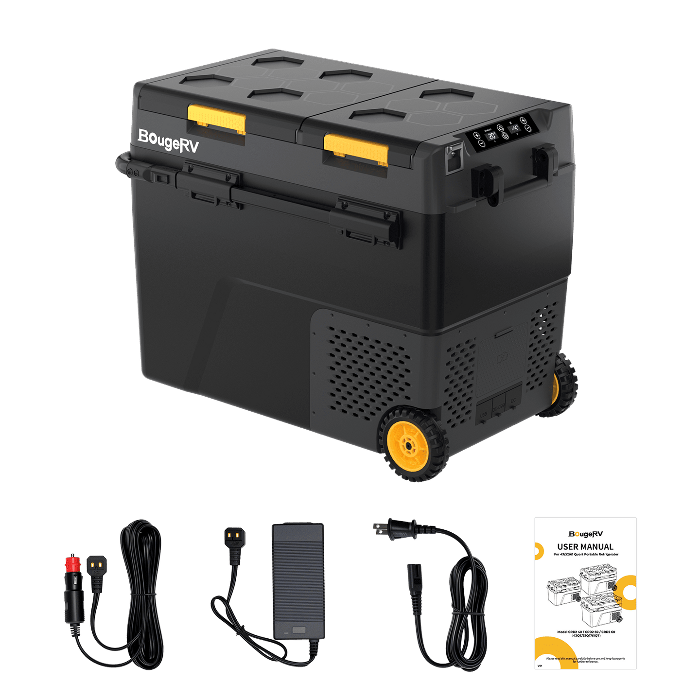 Product photo of BougeRV CRD2 61QT Dual Zone 12V Portable Fridge Freezer
