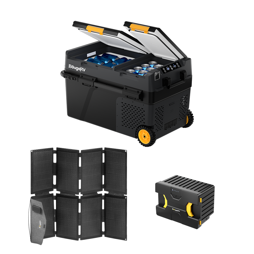 Product photo of BougeRV CRD2 Dual Zone Solar Battery Portable Fridge Kit