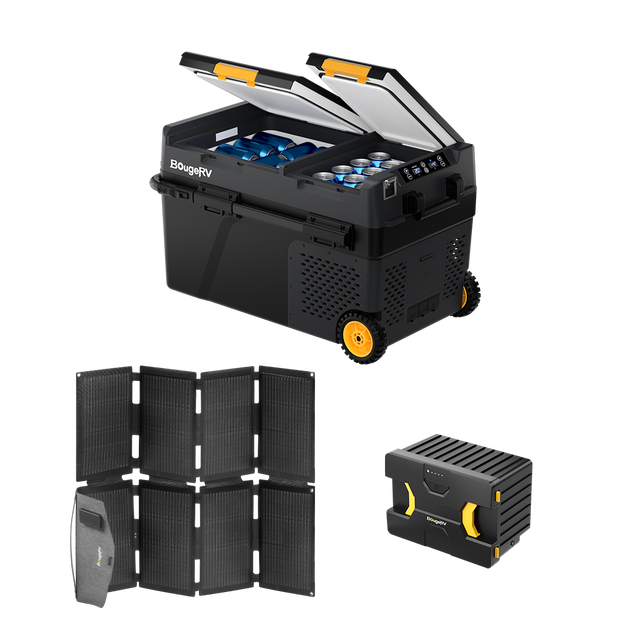 Product photo of BougeRV CRD2 Dual Zone Solar Battery Portable Fridge Kit