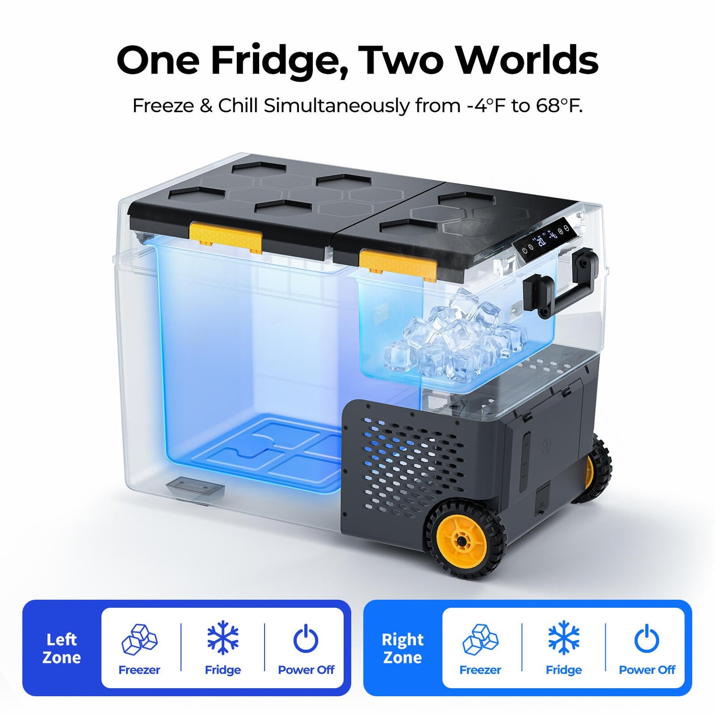 Product photo of BougeRV New CRD2 V2.0 52QT Dual Zone 12V Portable Fridge with 240Wh Battery