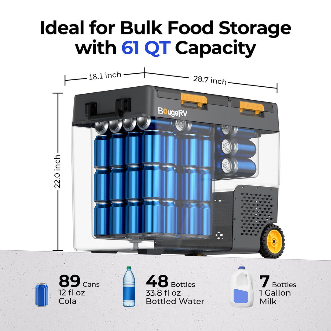 Product photo of BougeRV New CRD2 V2.0 61QT Dual Zone 12V Portable Fridge with 240Wh Battery