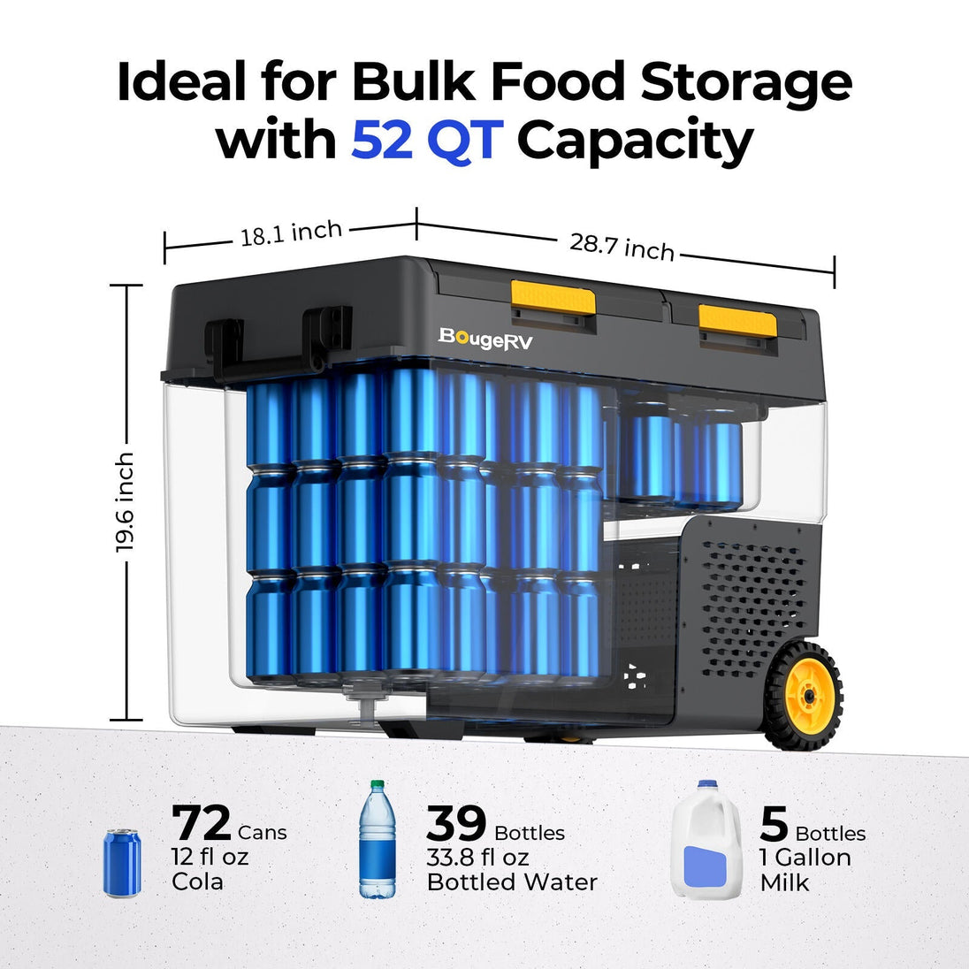 Product photo of BougeRV New CRD2 V2.0 52QT Dual Zone 12V Portable Fridge with 240Wh Battery