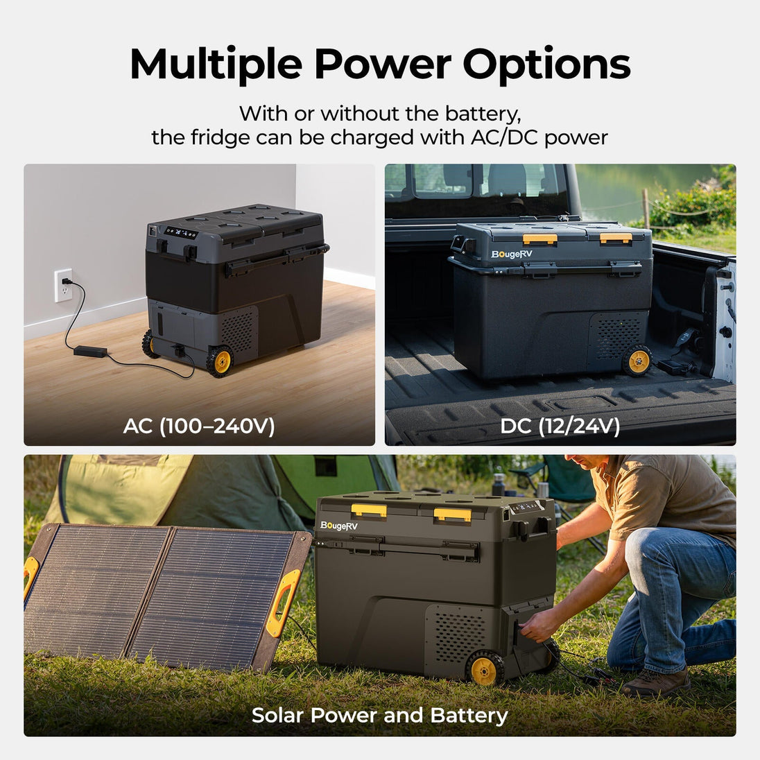 Product photo of BougeRV New CRD2 V2.0 61QT Dual Zone 12V Portable Fridge with 240Wh Battery