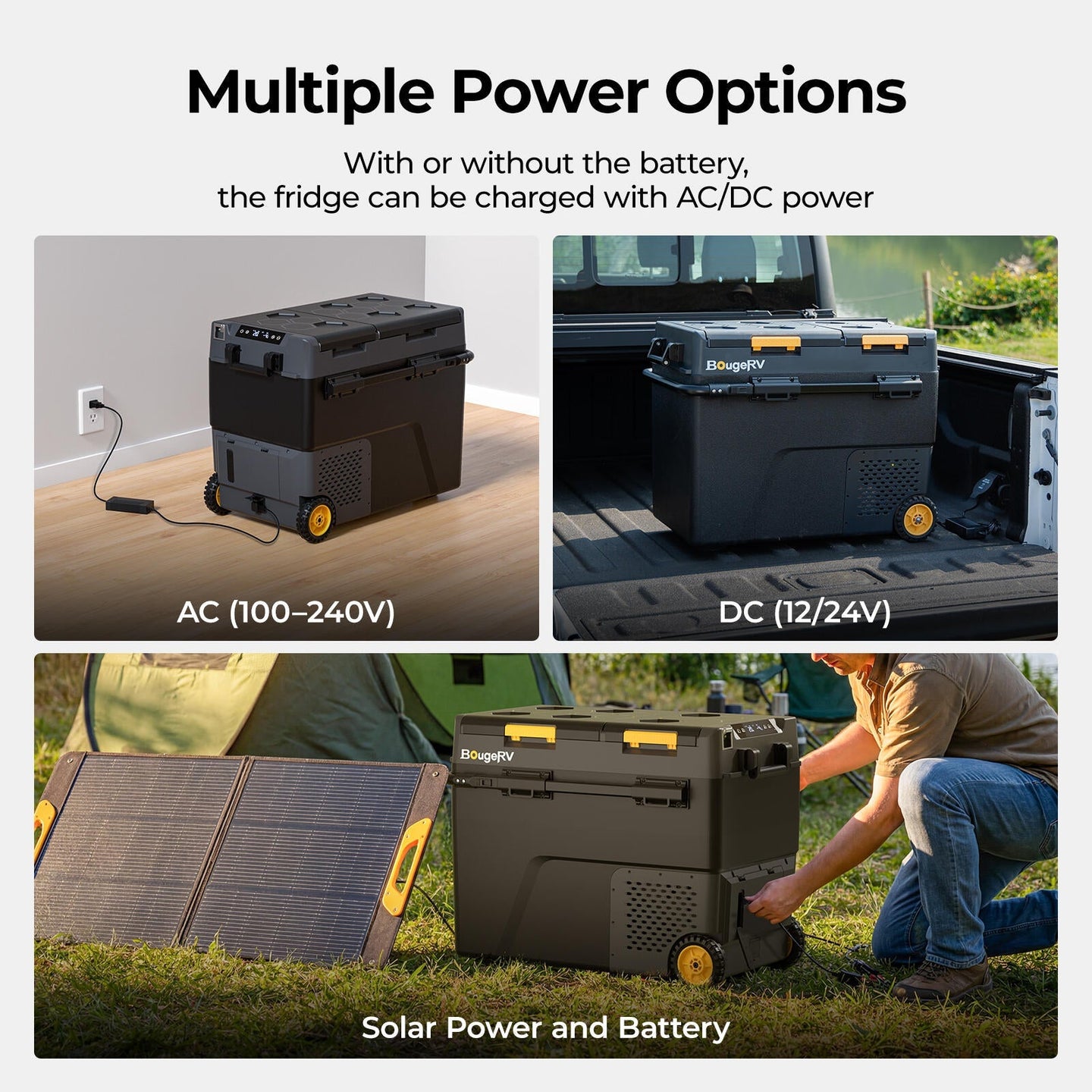 Product photo of BougeRV New CRD2 V2.0 61QT Dual Zone 12V Portable Fridge with 240Wh Battery